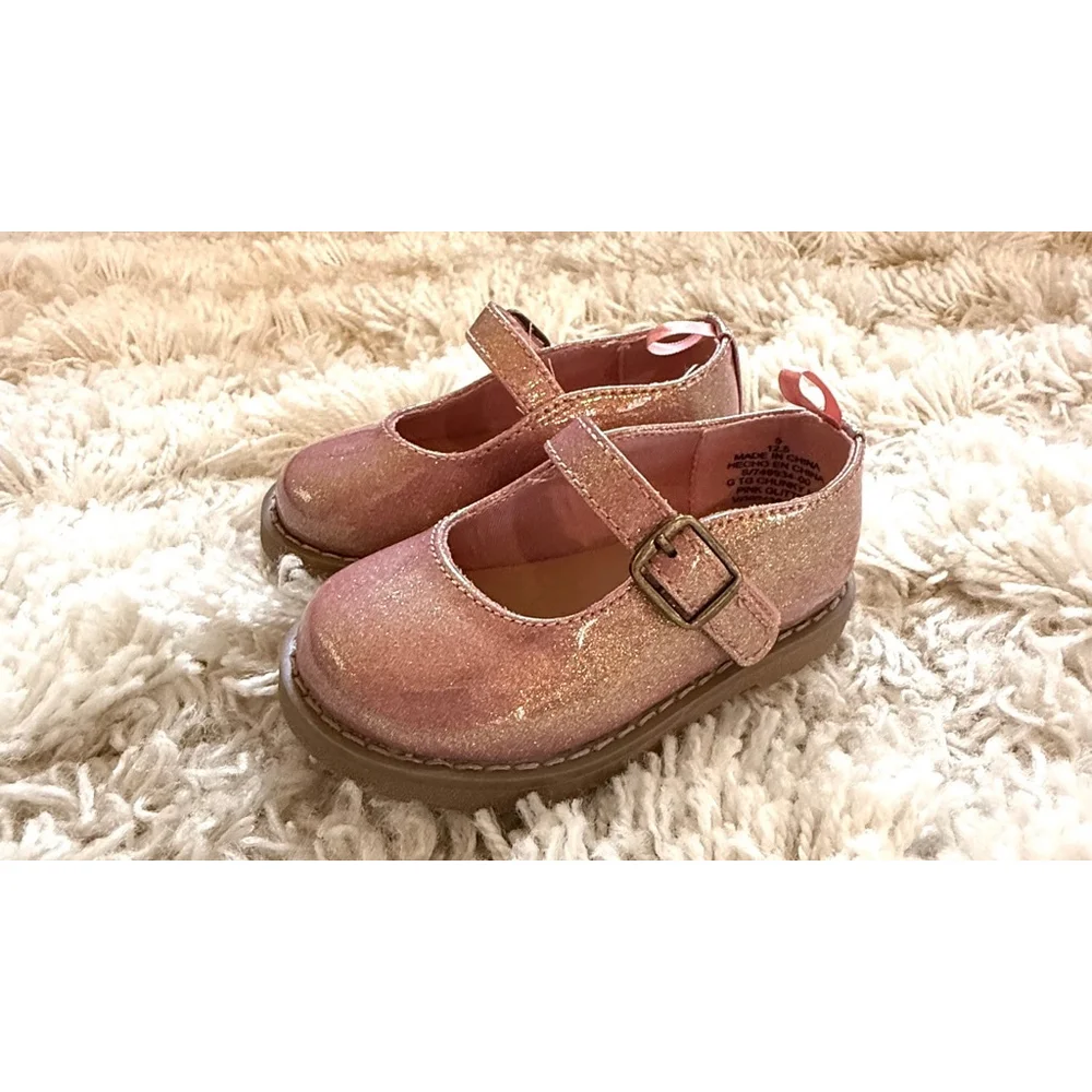 Toddler Old Navy Mary Janes Size 5 Pink Glitter Shoes
